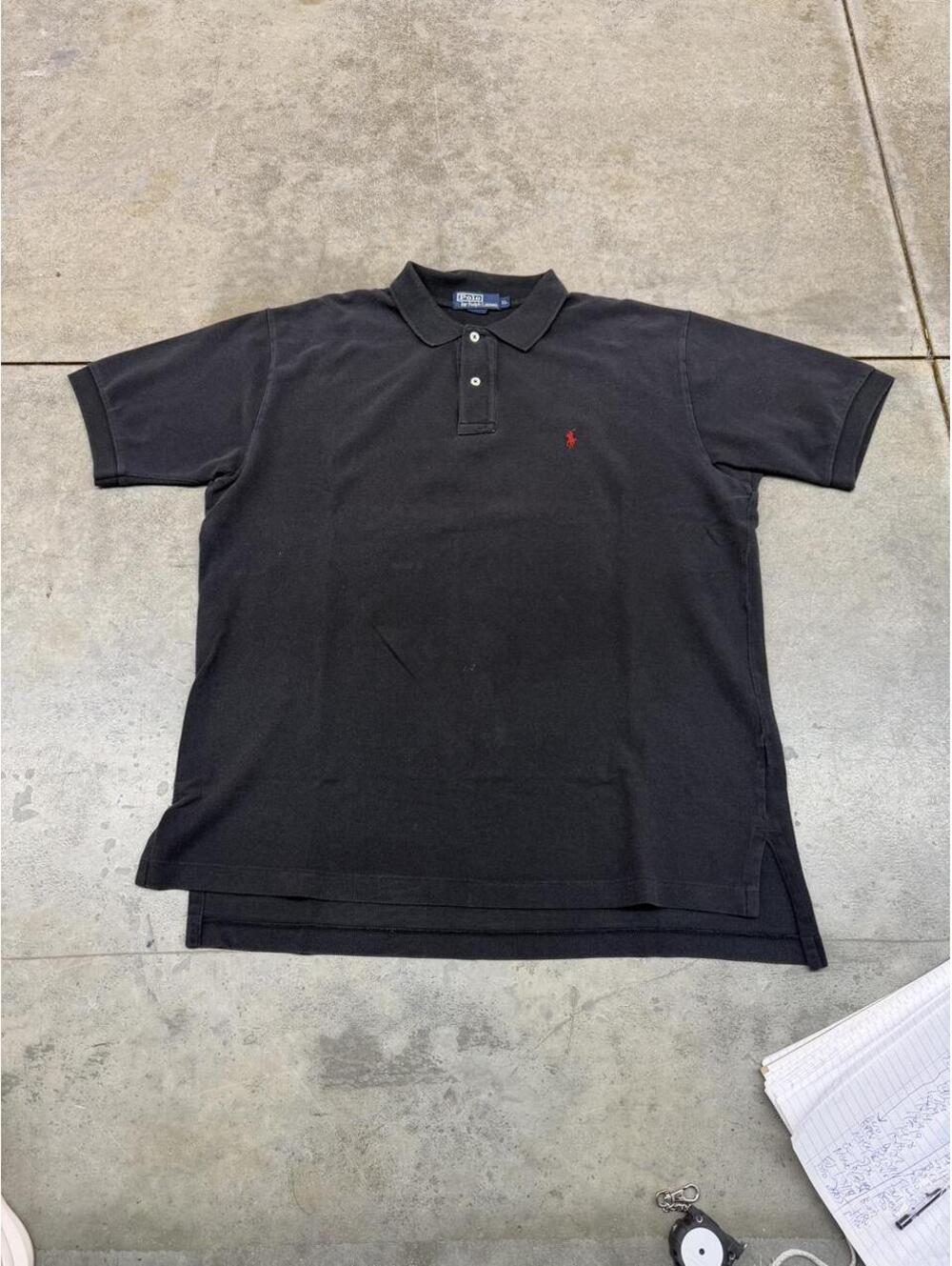 vintage polo ralph lauren black and red small logo polo shirt size xl